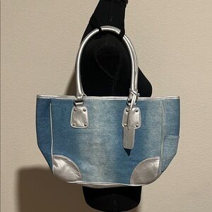 Neiman Marcus Denim & Silver Tote Bag | Y2K Style